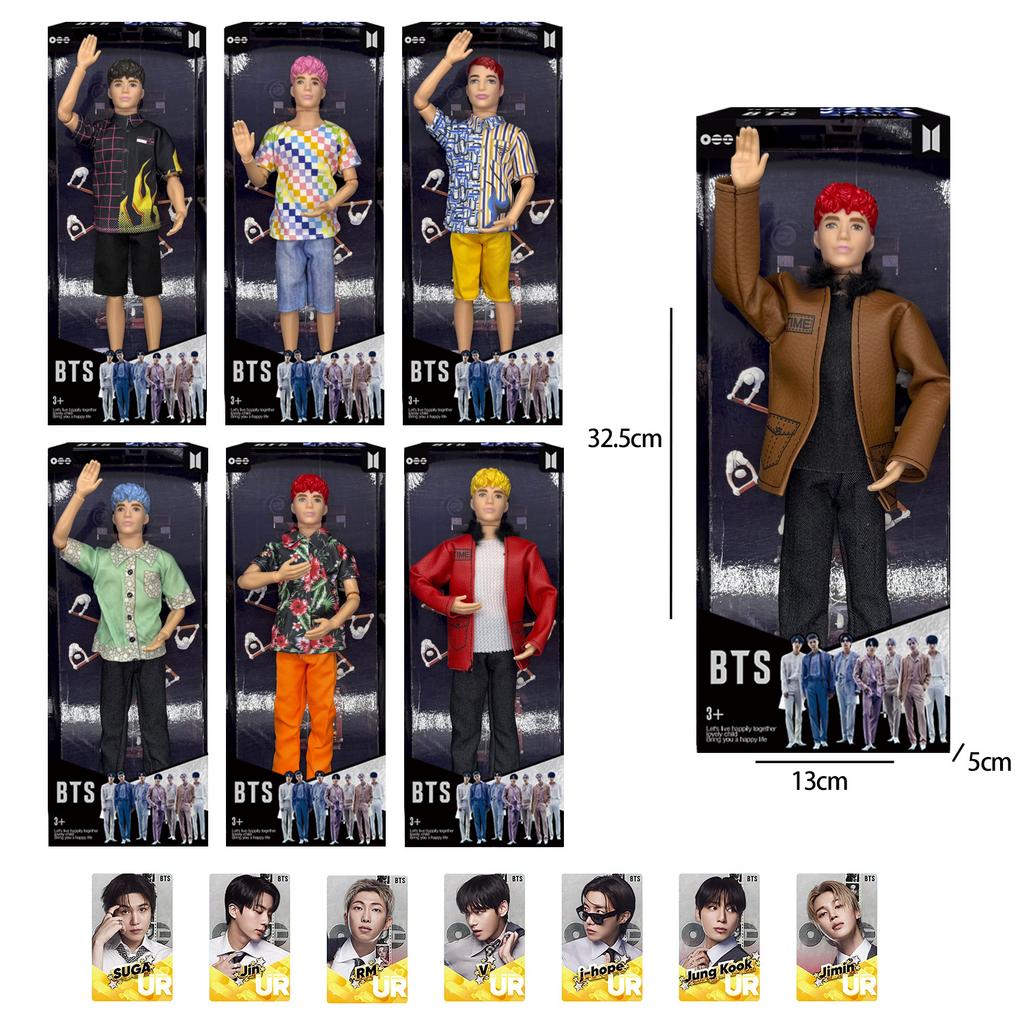 BTS 12" Articulated Body Action Figure with Card, Collectible Doll, Realistic Man Barbie Toy