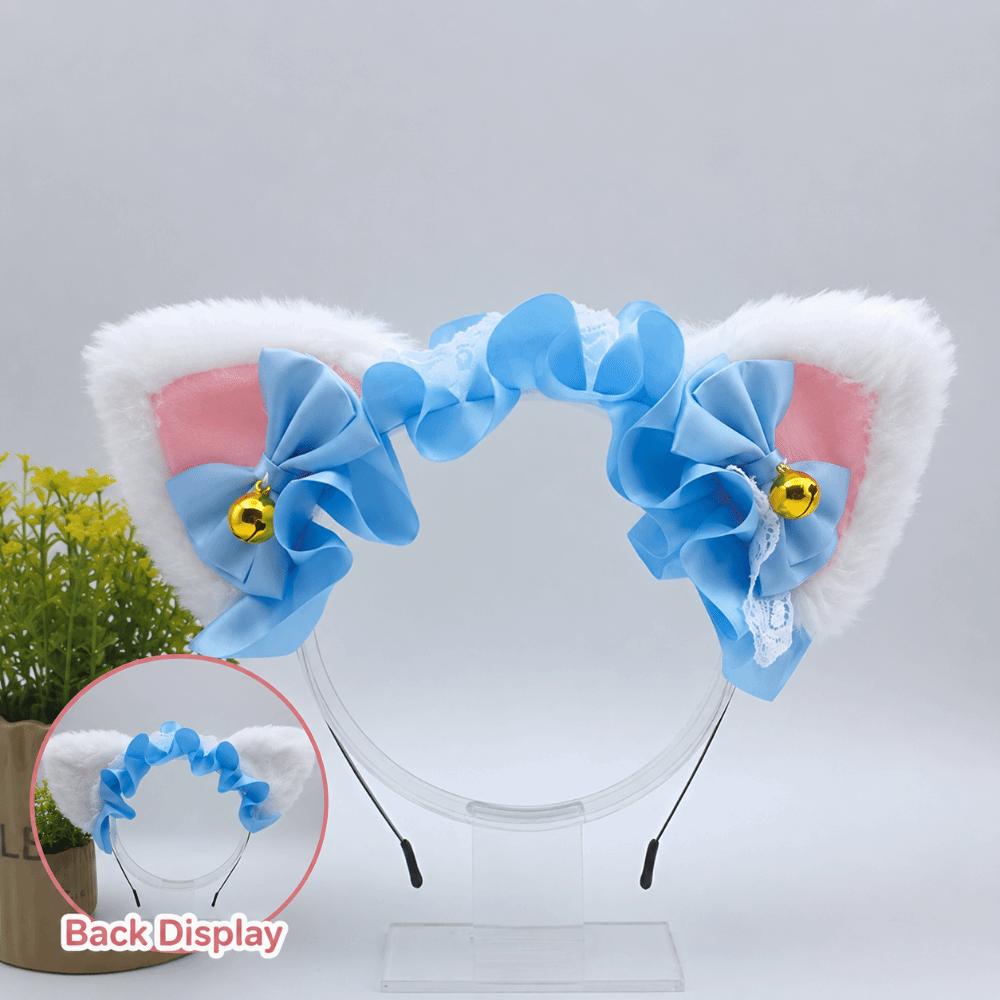 Ruffles Lace Cat Ear Headband Bell Accents Anime Hair Hoops Maid Hairband Masquerade Event