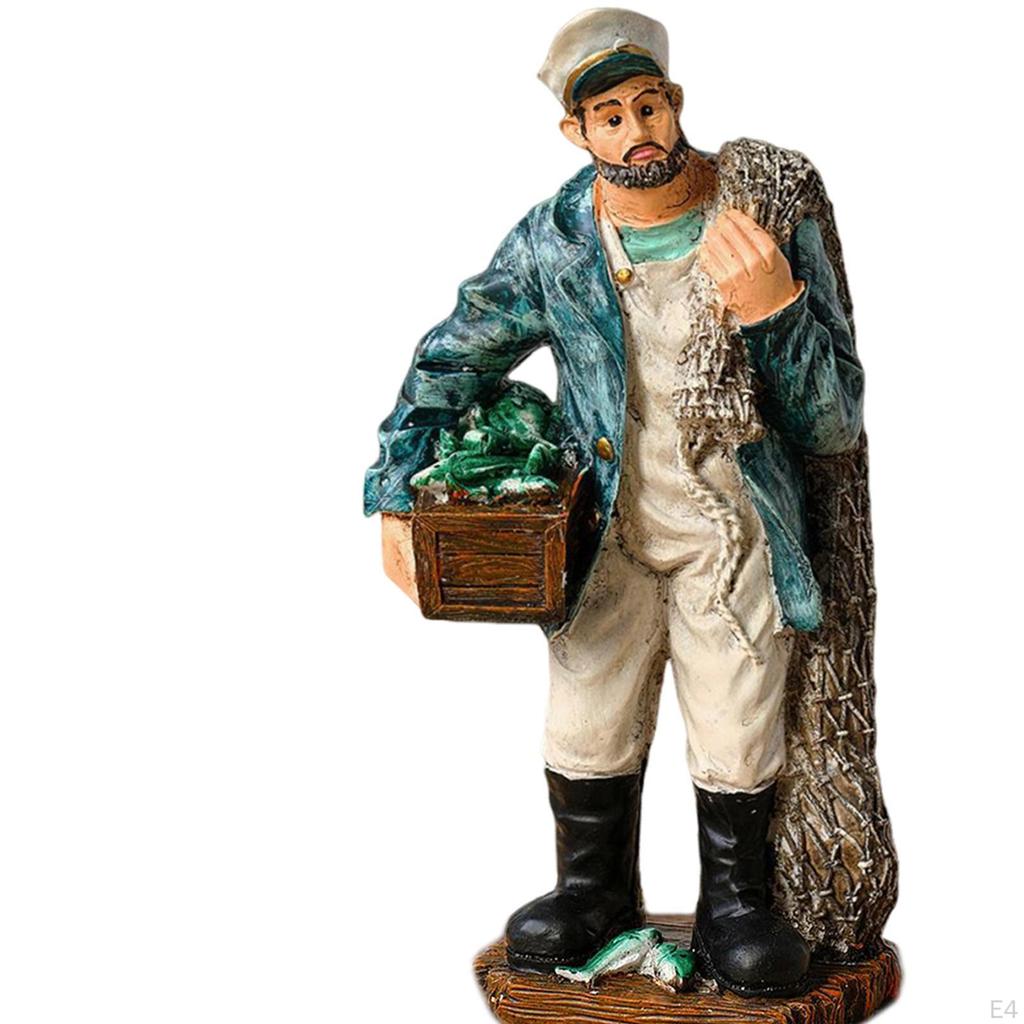 Figurka námořníka Socha rybáře Pryskyřičná řemesla Námořní unikátní stolní ozdoba Socha pro obývací pokoj