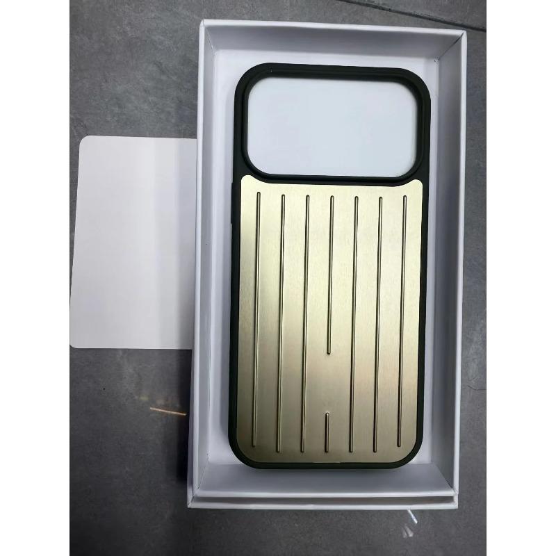 

3D Гофрована Смуга Для Багажу RIMOWA Business Чохол Для IPhone 17 Pro Max 16 15 14 13 Оригінальна Подарункова Коробка Алюмінієвий Сплав Піднятий Захист Камери iPhone 13 золотий