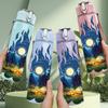 1PC Mountain Campfire Night Landscape Print 750ml Color Plastic Sports Water Bottle Leakproof Flip Straw Lid Suitable for Sports Office Home Use