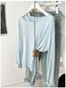 Women's Blue Off-the-Shoulder Sun Protection Long-Sleeve T-Shirt, Summer Loose Fit Cover-Up Top