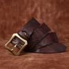Belt Men's Vintage Heavy-Duty Washed Distressed Vegetable Tanned Full-Grain Leather Cowhide Leather Brass Buckle Trendy Unique Niche Belt