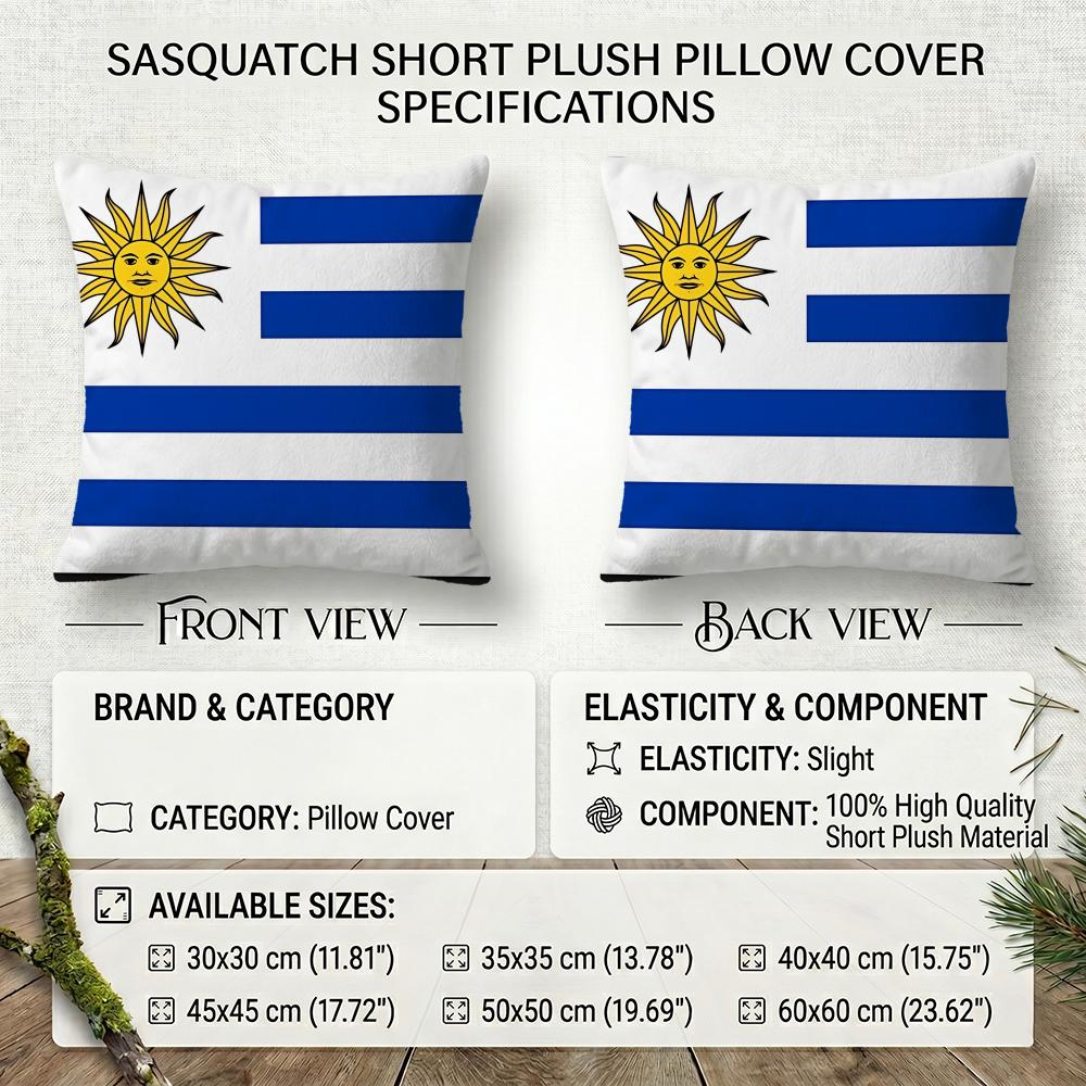 Uruguay Uru Flag Cushion Cover 1 Piece Short Plush Pillowcase, Soft And Washable, Mostly Used For Sofa, Car