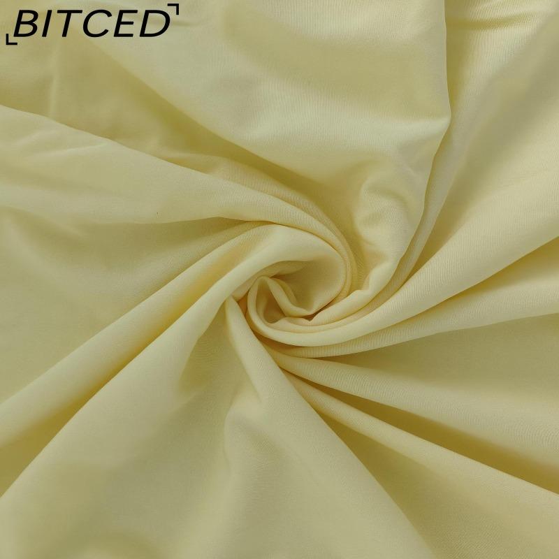 BITCED Women's Elegant Lace-Up A-Line Solid-Colour Midi Dress