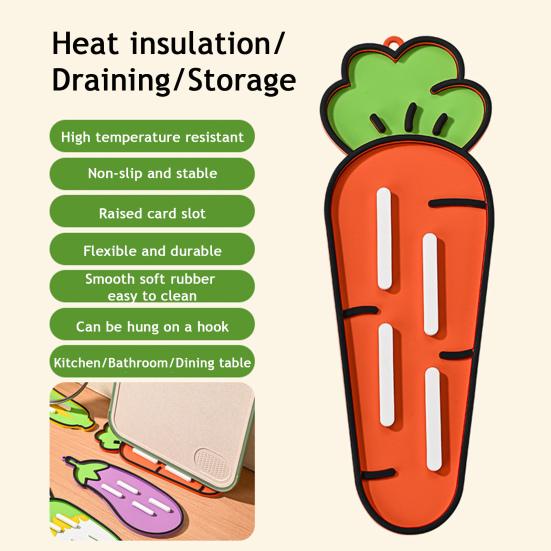 Vegetable Pot Lid Holder Non-slip Heat-Resistant Eggplant Carrot Cabbage Corn Radish Kitchen Counter Pot Lid Storage Drying