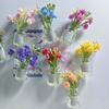 Mini Flower Vase Refrigerator Magnet with Fake Flower 3D Miniature Plants Vase Fridge Magnet Home Office Kitchen Decoration