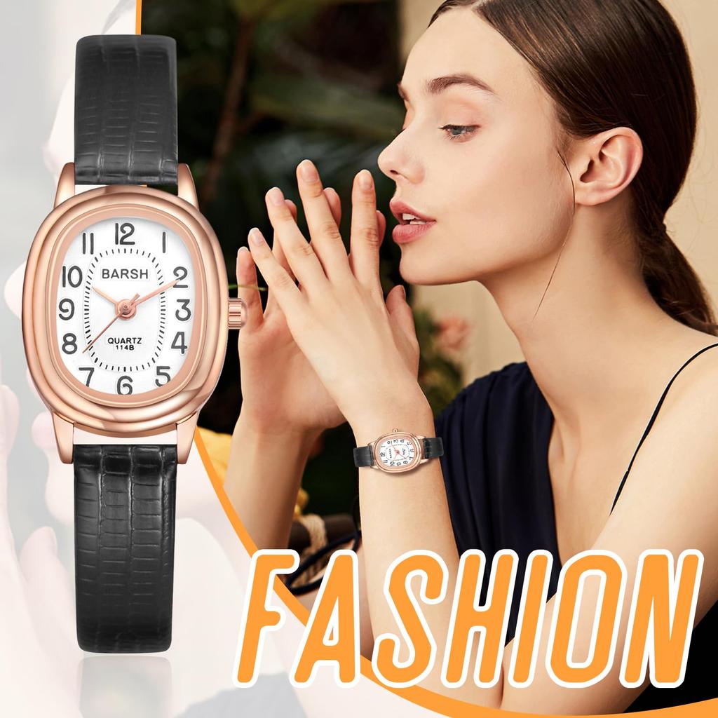 Uhr mit Leder Schlichte Antike Ovale Analoguhr mit Wasserdichtem Leder Modeaccessoire Perfektes Geschenk für Tag Damenarmband, Designarmband,