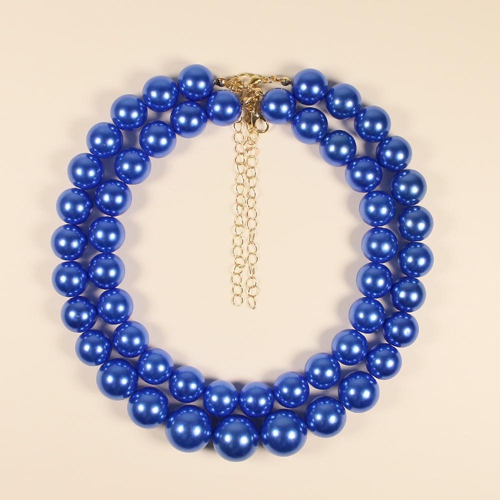 Necklace imitation pearl necklace European and American necklace trend hip-hop accessories set two-piece supply