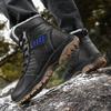 beef tendon sole velvet thickened hiking shoes black high-top cotton shoes middle-aged people non-slip, wear-resistant and warm outdoor snow
