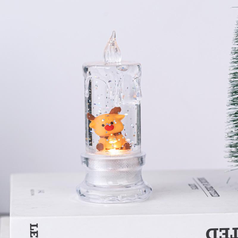 Christmas Themed Water Injection Transparent Simulation LED Electronic Candle Santa Claus Snowman Christmas Tree Snowflakes