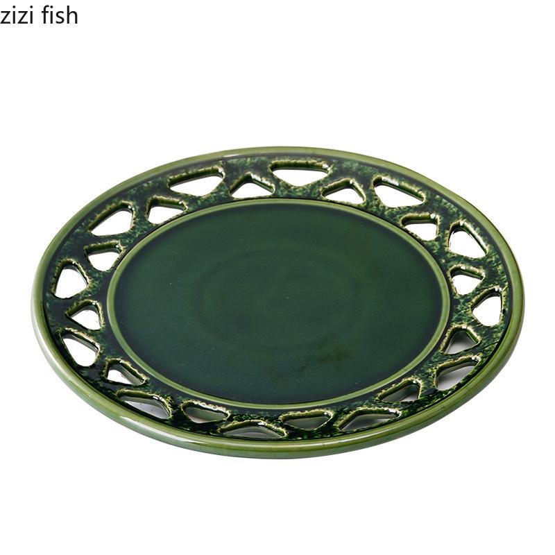 Sushi Plate Hollow Ceramic Tableware Dining Plates Roasting Pan Sashimi Plate Steak Plates Fruit Dish Dessert Bowl Dim Sum Dish