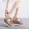 2025 Women's Wedges  Fashion Summer Shoes For  Bohemian Style Platform Sandals Genuine Leather