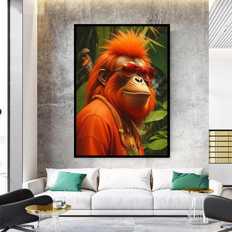 Gorilla Canvas Print, Gorilla with Eyes, Animal Art In Dress, Animal Portrait, Different Animal Decors, Ready To Hang Canvas No Frame