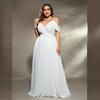 Sukienka Plus Size Długa Maxi Suknia Ślubna Suknia Urodzinowa Biała