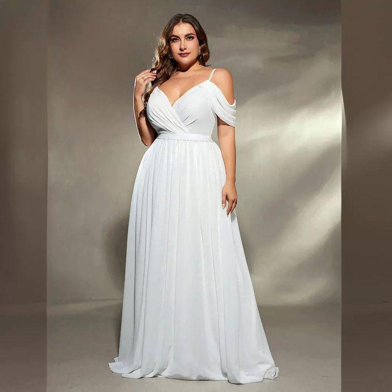 Sukienka Plus Size Długa Maxi Suknia Ślubna Suknia Urodzinowa Biała