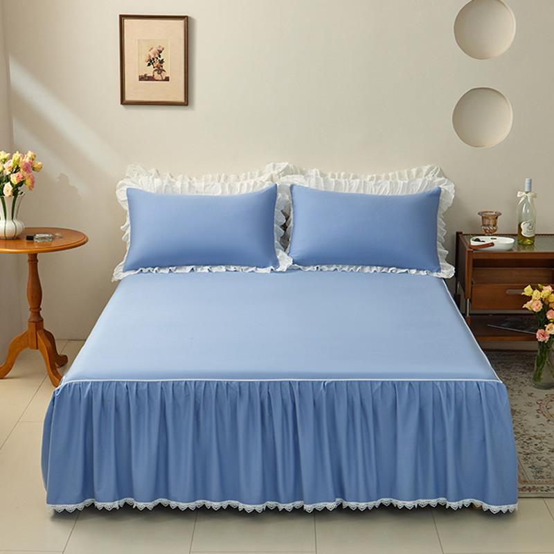 1ks Volán na postel 100% bavlna Přehoz na postel Krajkový styl Přehoz Jednobarevné Ložní prádlo Domácí Potah na matraci falda de cama (Žádný povlak na polštář)