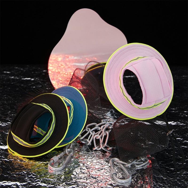 Pet Safety Hat with Reflective Stripe Small Medium Puppy Hat Adjustable Dogs Walking Hat Pet Outdoor Night Walk Hat