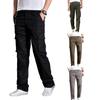 Men Cargo Pants Solid Color Loose Multi Pockets Soft Breathable Mid Waist Straight Casual Streetwear Casual Daily Long Trousers
