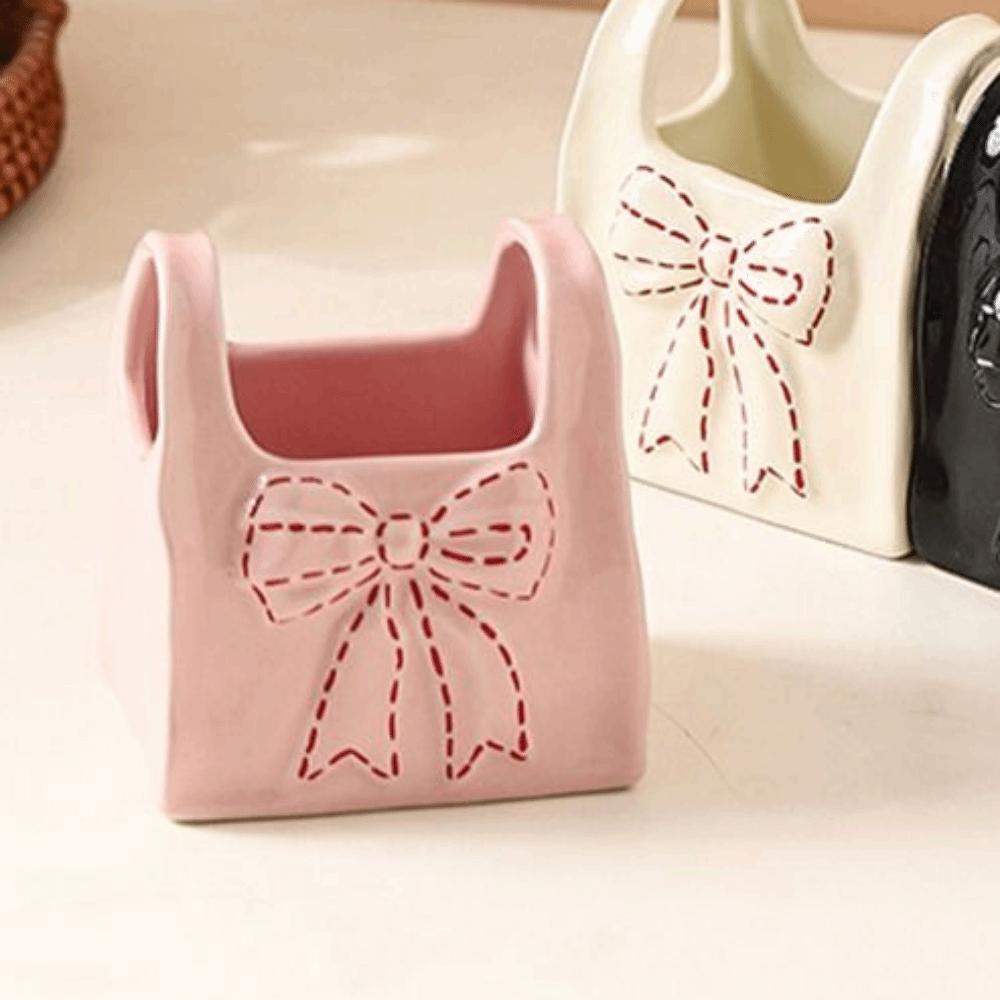Elegant Ceramic Pen Holder Handmade Craft Minimalist Desktop Storage Box Practical Decorative Desk Sundries Organizer