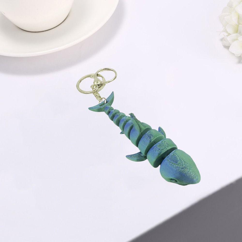 Multi-jointed 3D Printed Whale Keychain Movable Realistic Shark Key Ring Kids Birthday Gift