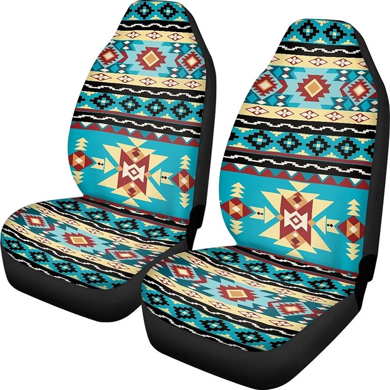 Bright Blossoms Colorful Boho Floral Print Car Seat Covers For Women,Universal Auto Front Seats Protector Fits For Car,SUV Sedan,Truck