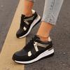 Zapatillas de cuña nuevas para mujer Zapatos de plataforma de malla Color liso Suela gruesa Zapatos vulcanizados para la tendencia Zapatillas cómodas