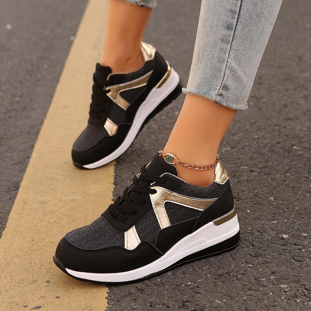 Zapatillas de cuña nuevas para mujer Zapatos de plataforma de malla Color liso Suela gruesa Zapatos vulcanizados para la tendencia Zapatillas cómodas