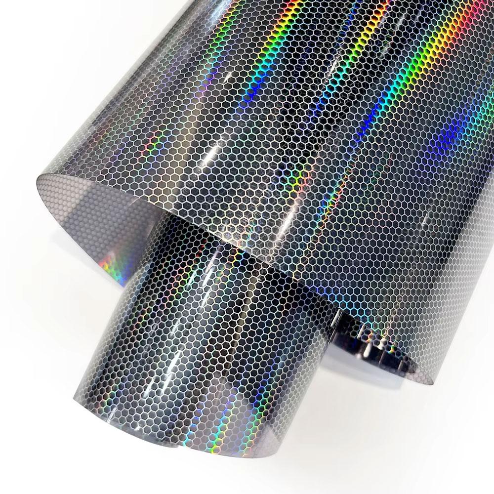 Silver Laser Honeycomb Car Headlight Tint Film Color Changing Vinyl Wrap Foil Taillight Sticker for Vehicle Styling Modification