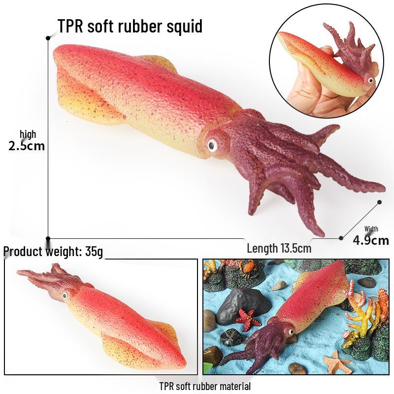 Soft Rubber Marine Animal Stress Relief Toys: Pufferfish, Octopus, Crab, Dunkleosteus Squeeze Models