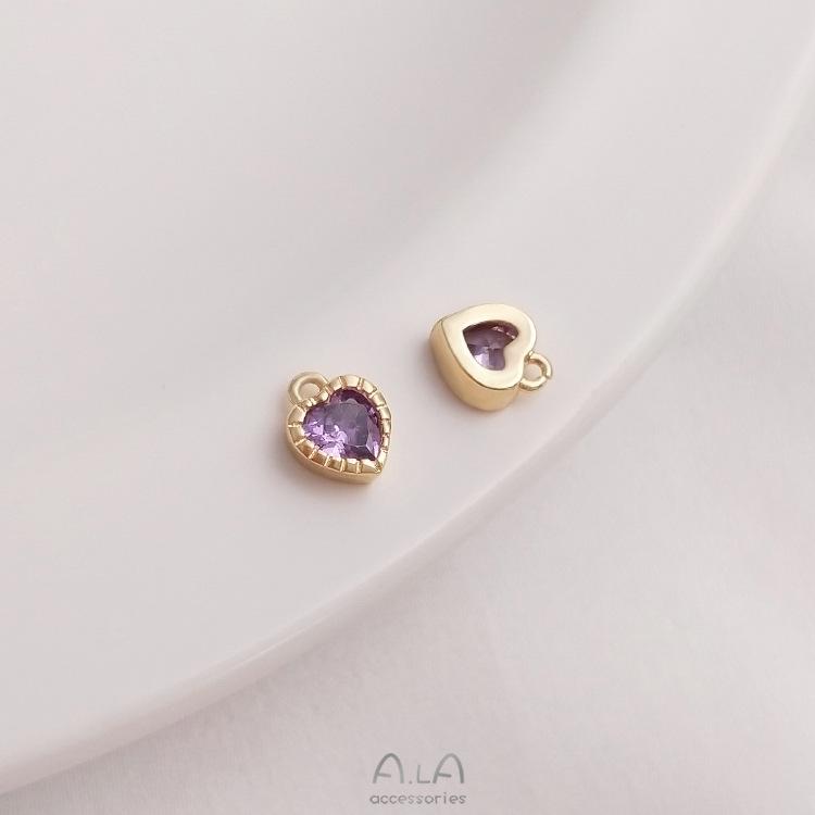 

Подвеска-шарм в виде персикового сердца с цирконом, заполненная 14-каратным золотом, для DIY-украшений