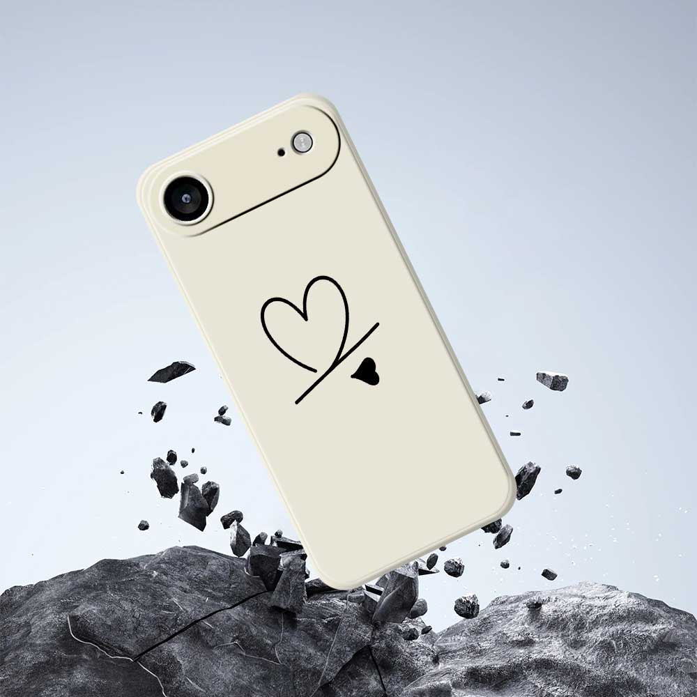 For iPhone 17 Air Case Black Love Pattern Printing Straight Edge TPU Phone Back Cover