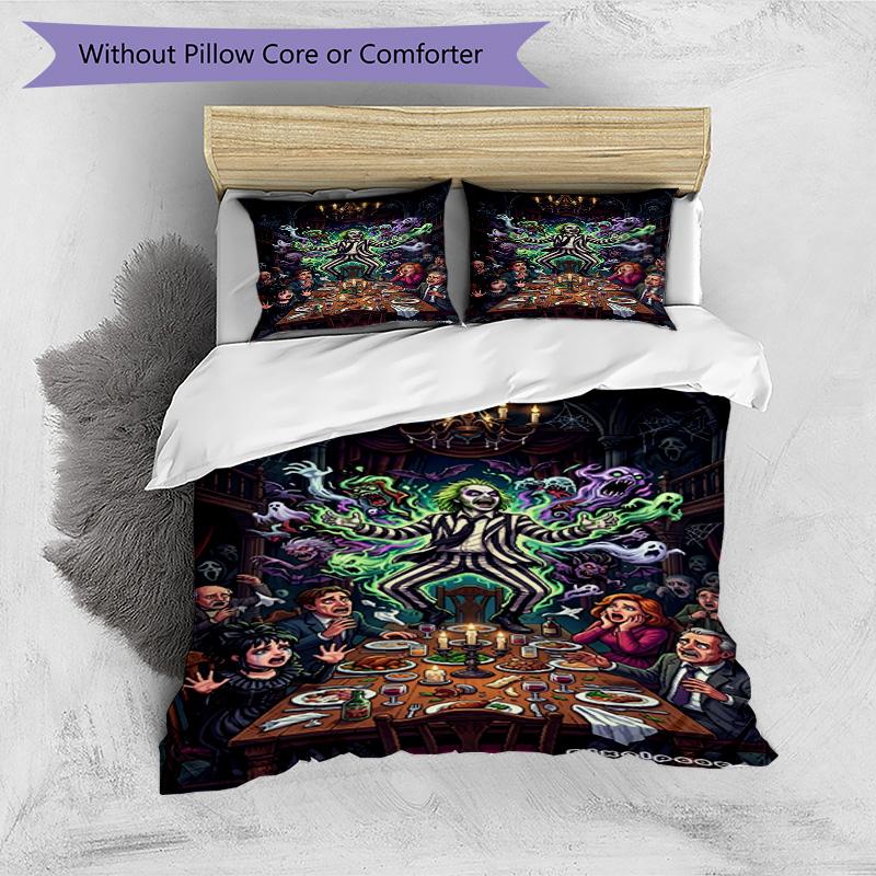 3pcs Duvet Cover Set (1*Duvet Cover + 2*Pillowcase, Without Core), Bride of Chucky Print Bedding Set, Bedroom Decor, All‑Season, Birthday Gift