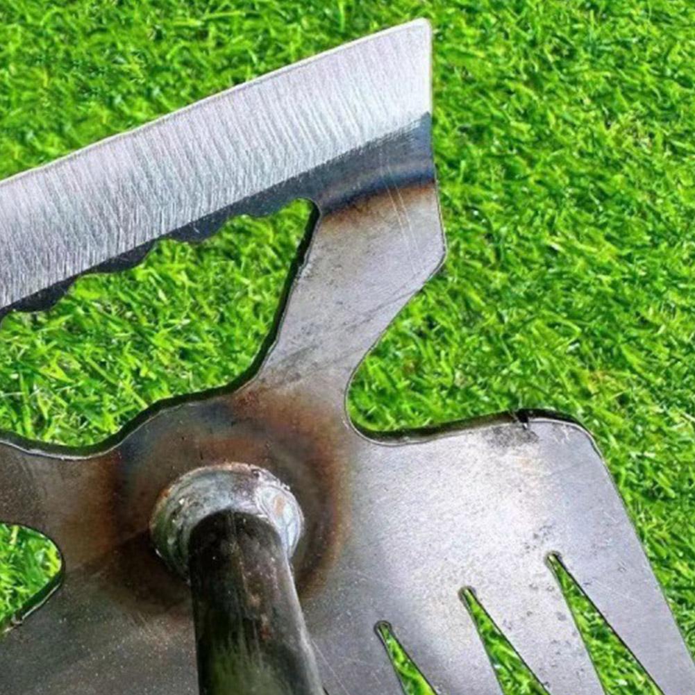 8-Tooth Manganese Steel Dual-Purpose Hoe with Rubber Handle for Weeding Digging And Loosening Soil-Household Garden Farming To