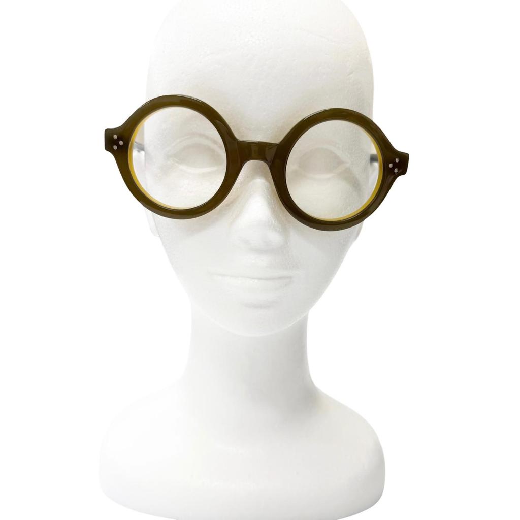 Great Lesca Lunetier Glasses PHIL Round frame Brown mens Used