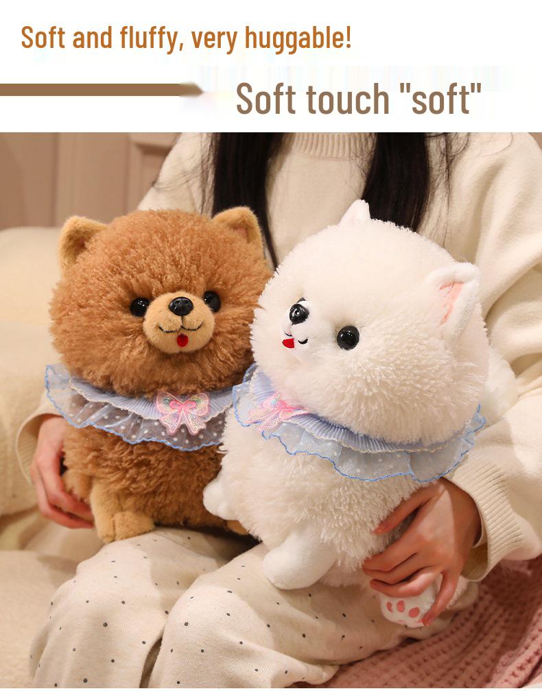 Jucărie de pluș adorabilă Pomeranian - Păpușă cățeluș umplută pentru cadou de ziua de naștere sau decorațiune pentru fete