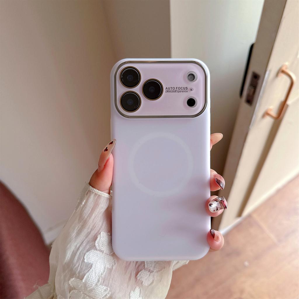 Luxury For Magsafe Jelly Large Window Silicone Case for iPhone 17 16 15 14 Pro Max Magnetic Wireless Charging Shock Matte Cover