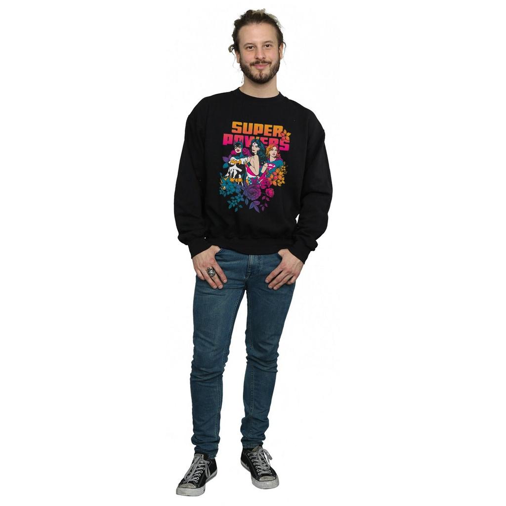 DC Comics Mens Super Powers Neon Floral Sweatshirt