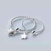 Genuine Silver Color Minimalist Geometric Pendant Star Round Opening Ring For Women Cute Party Fine Jewelry Gift