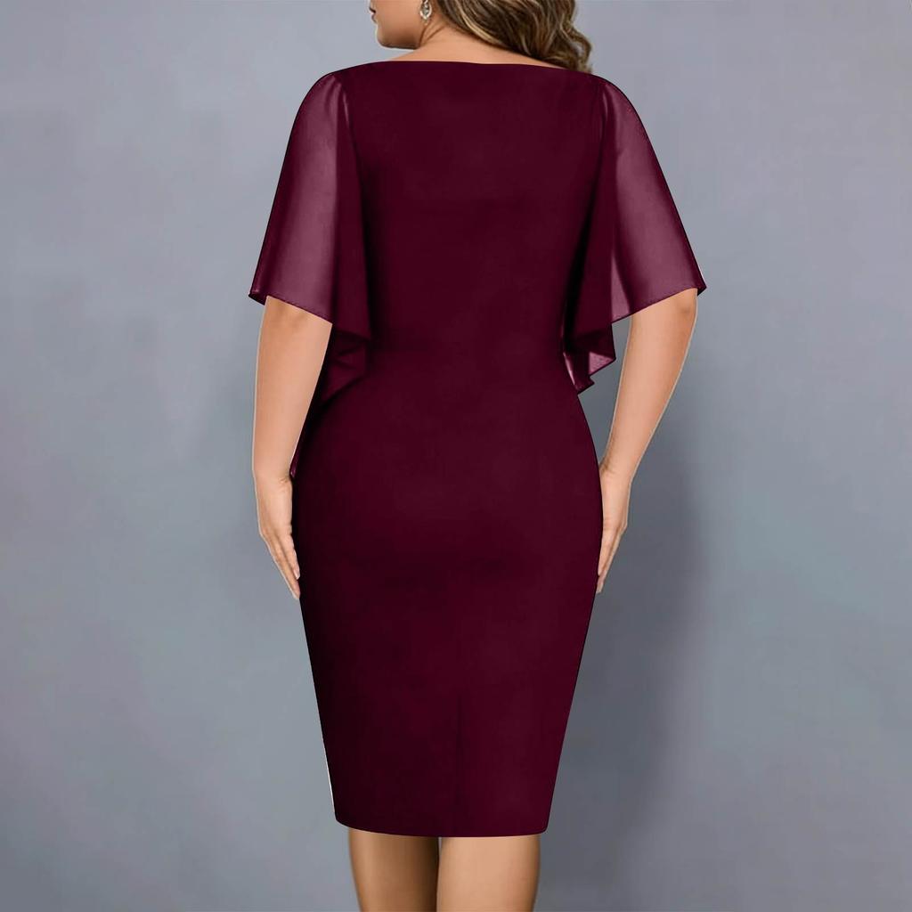 Women's Casual Loose Fit V-Neck Sleeveless Shawl Collar Bodycon Plus Size Dress