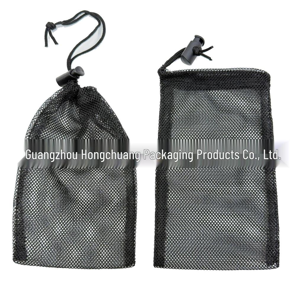 Schrumpfbarer Verdickter Polyester Netzbeutel mit Kordelzug, Schwarzes Kleinloch-Filternetz