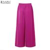 ZANZEA Damen Casual Loose Wide Leg Pants mit elastischer Taille hinten