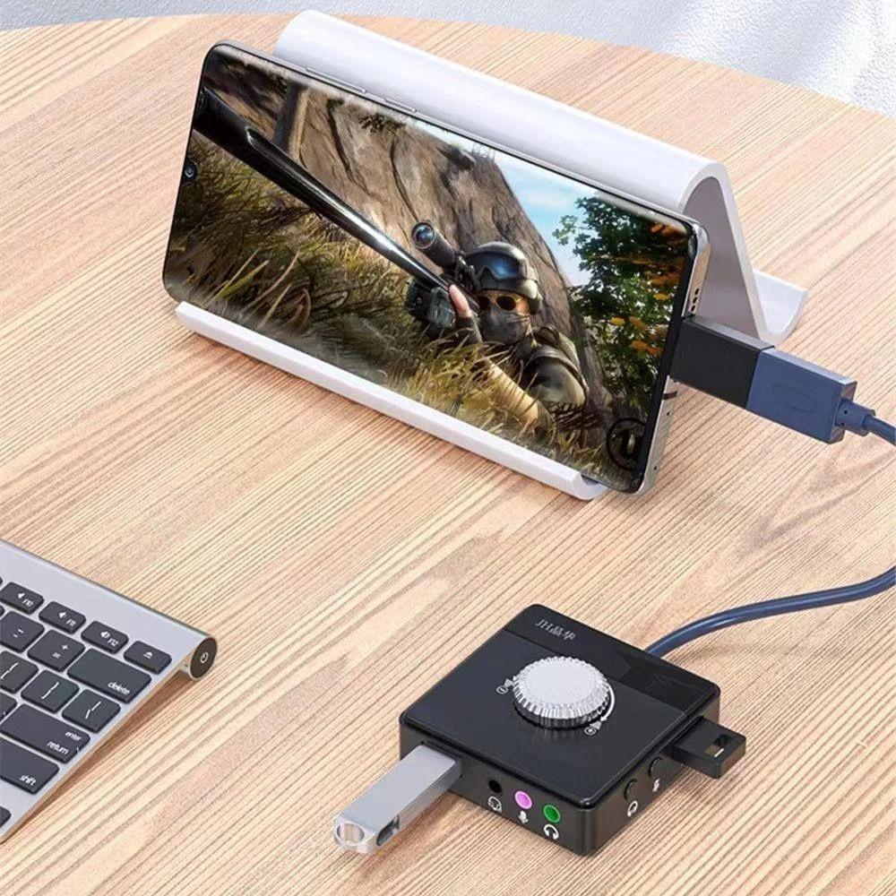 and Play for Laptop USB Sound Adapter Stereo Sound Card External Audio Card External Sound Card