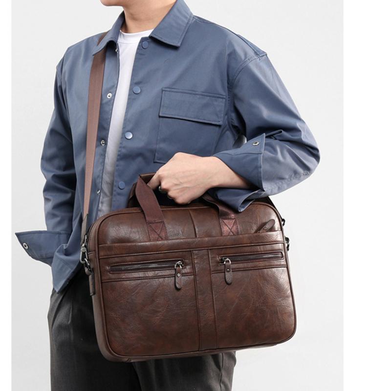 Men's New Business Laptop Bag Fashion Men's One-shoulder Messenger Briefcase Large-capacity Retro Shoulder Bag