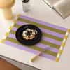 Yousheng Colorful Striped Placemat, Rectangular Artificial Leather Placemat, Heat Resistant Non-Slip Table Protector Mat for Home Dining