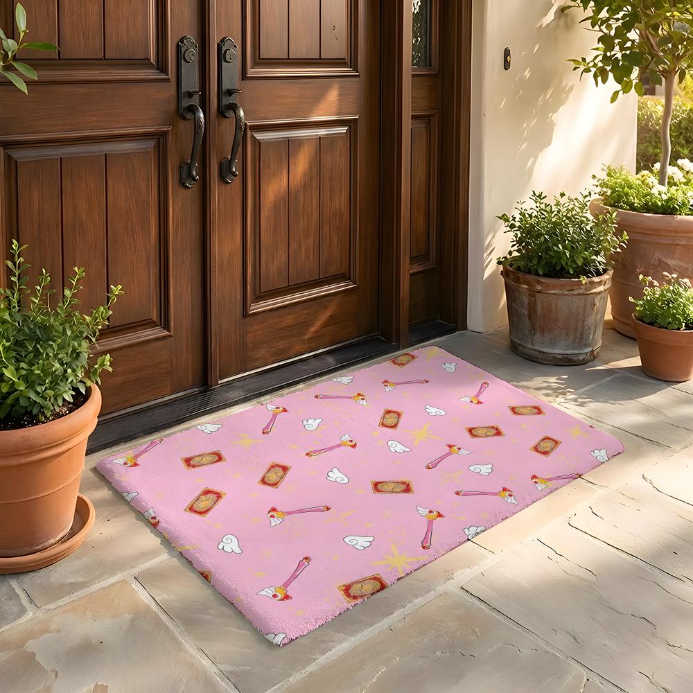 Floor Mat Soft Flannel Rug Non Slip Absorbent Mat for Bathroom Bedroom Home Decor C Cardcaptor S Sakura Cartoon