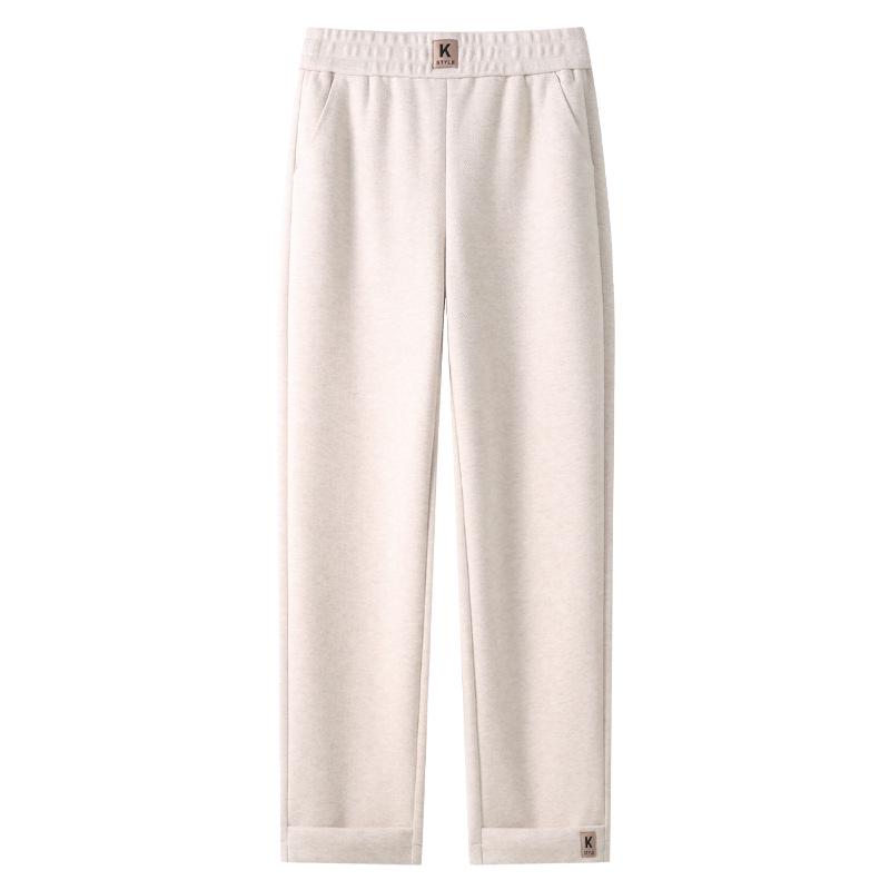 Women's 2024 Gray Wool Sycamore High-Waist Nine-Point Straight-Leg Harem Pants