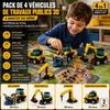 4 Véhicules de Travaux Public en Briques à Monter – 210 Pièces au Total, 4 en 1 Mini Véhicules à Assembler Construire un Camion