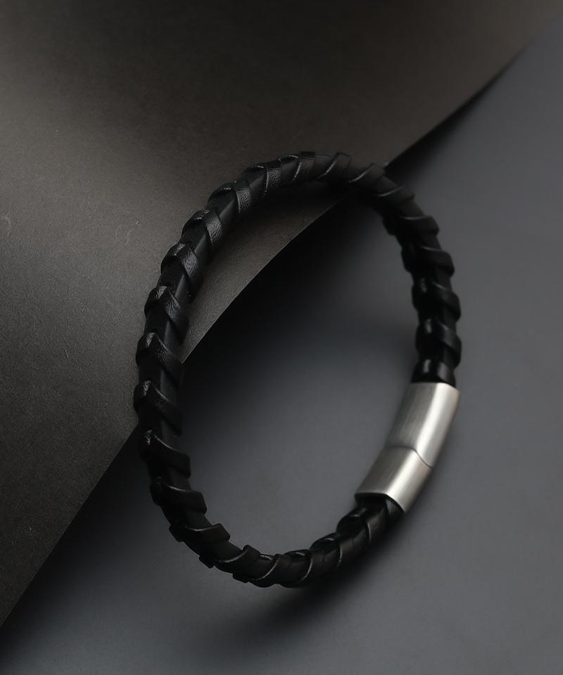 Blancier Tresse Bm258B1175 Black Genuine Cowhide Men'S Bracelet
