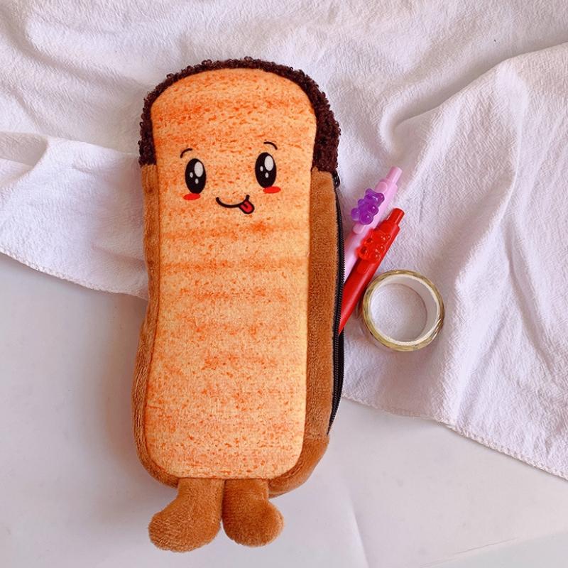 1PC Toasted Bread Pencil Case, Student Cute Pencil Box, Children's Stationery Storage Bag, School Supplies